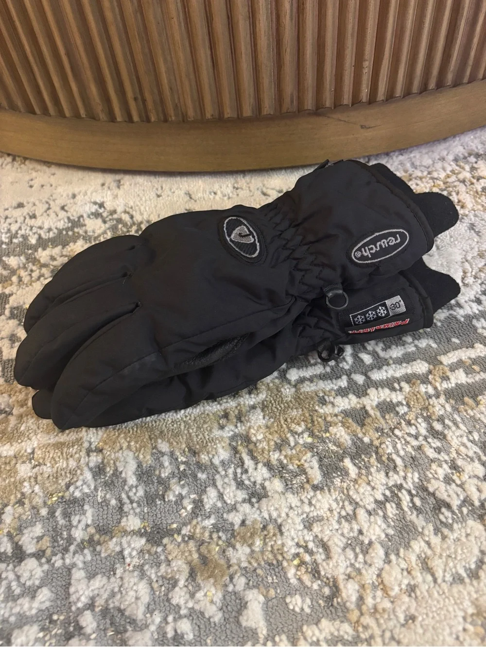 Vintage Reusch Pro Thermo 30 PrimaLoft Lobster Ski Gloves Black Leather Size 6.5